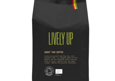 Lively up coffee black bag on a white background